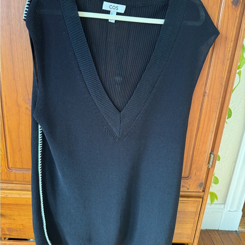 COS Deep V-Neck Black Knit Top